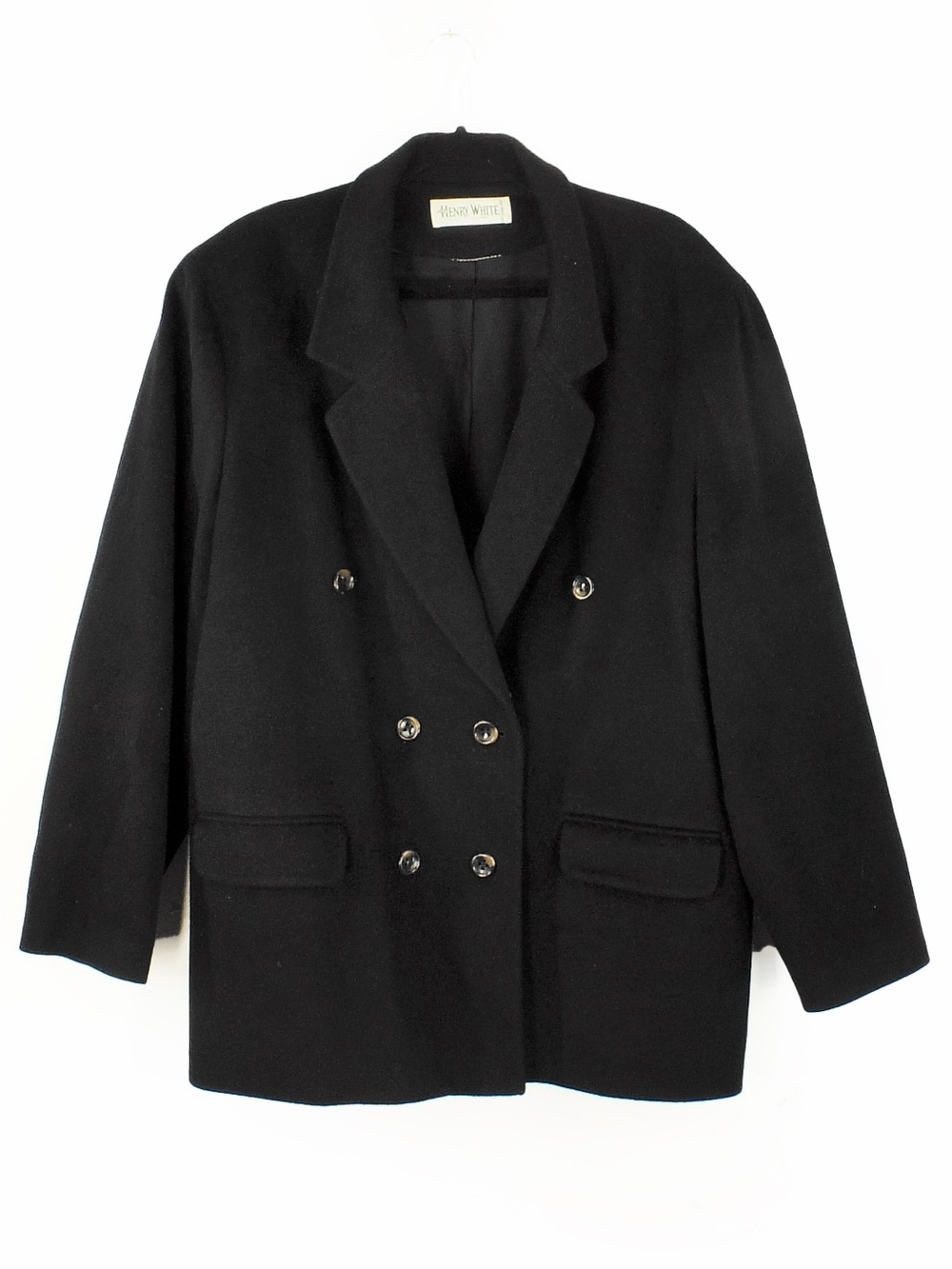 Vintage Henry White Ireland Black Wool Cashmere Blend Blazer Jacket
